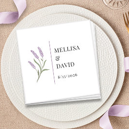 Elegant Lavender Blommigt Bröllop Cocktail Napkin Pappersservett