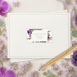 Elegant Lavender Blommigt Bröllop Returadress Adressetikett