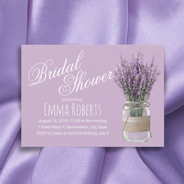 Elegant Lavender Blommigt Burk Lila Möhippa Inbjudningar (Skapare uppladdad)