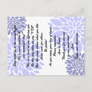 Elegant Lavender Blommigt Burst Candy Buffet Cards Vykort