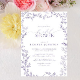 Elegant Lavender Blommigt Löv Möhippa Inbjudningar