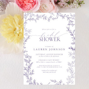 Elegant Lavender Blommigt Löv Möhippa Inbjudningar