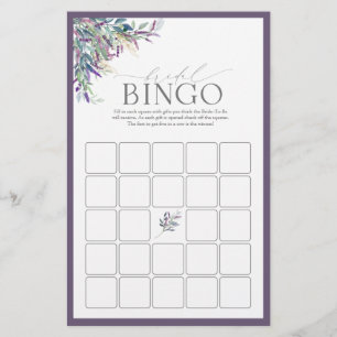 Elegant Lavender Blommigt Möhippa Bingo Game