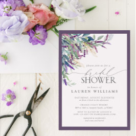 Elegant Lavender Blommigt Möhippa för vattenfärg Inbjudningar