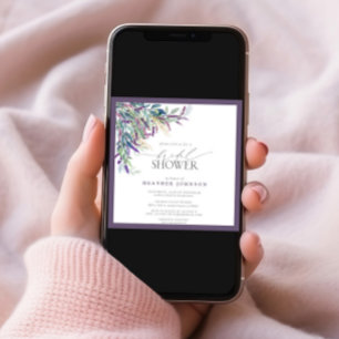 Elegant Lavender Blommigt Möhippa för vattenfärg Inbjudningar