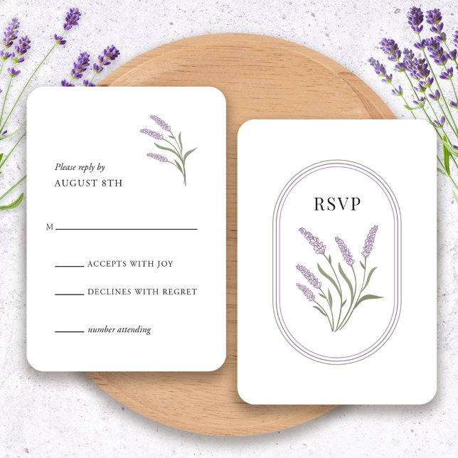 Elegant Lavender Blommigt OSA kort (Elegant Lavender Floral RSVP Card by Fiesta Valley Print)