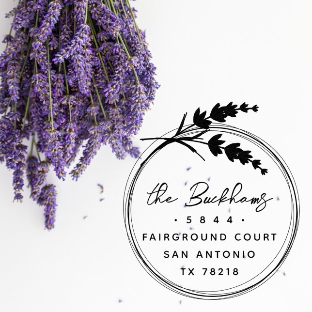 Elegant Lavender Blommigt Returadress för andning Självfärgande Stämpel (Skapare uppladdad)