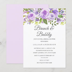 Elegant Lavender Blommigt Ro Brunch och Bubble Inbjudningar