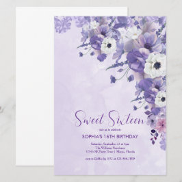 Elegant Lavender Blommigt Sweet sixteen Inbjudningar