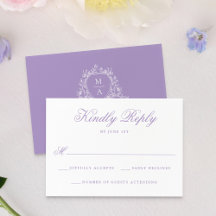 Elegant Lavender Blommigt Vapensköld Monogram Bröl