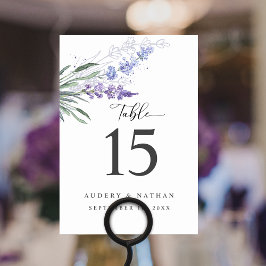 Elegant Lavender Blommigt Watercolor Bröllop Bordsnummer