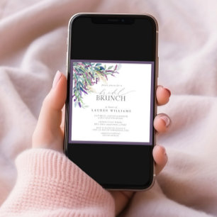 Elegant Lavender Blommigt Watercolor Möhippa Brunc Inbjudningar