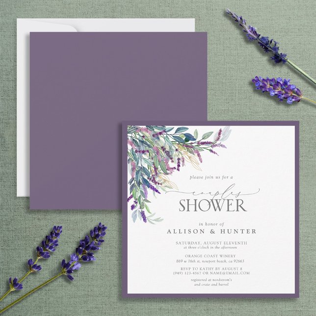 Elegant Lavender Blommigt Watercolor Par Shower Inbjudningar (Skapare uppladdad)