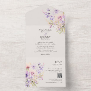 Elegant Lavender Blommigt Wildblommor QR OSA