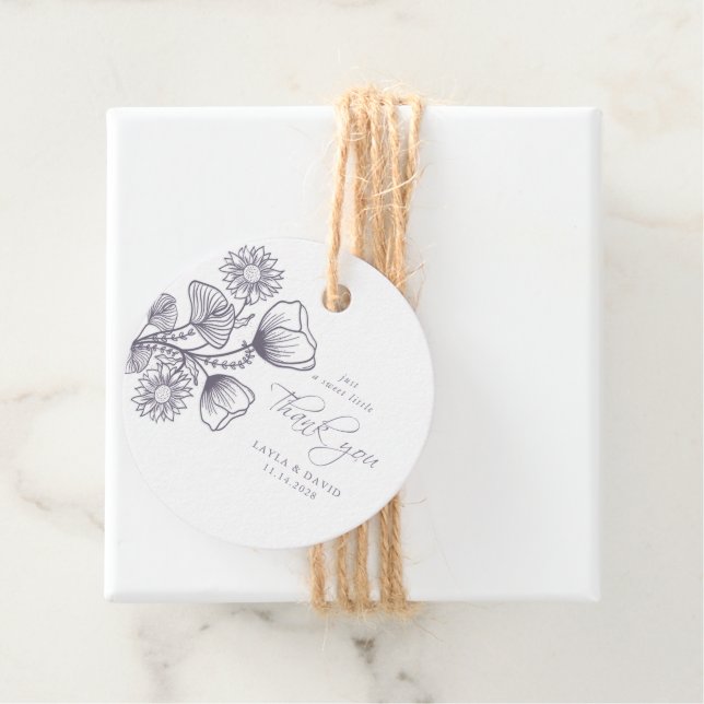 Elegant Lavender-Blommigtens dispositionsTack Gåvor Etiketter (På plats)