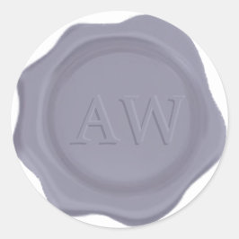 Elegant Lavender Blue Monogram Bröllop Vax säl Runt Klistermärke