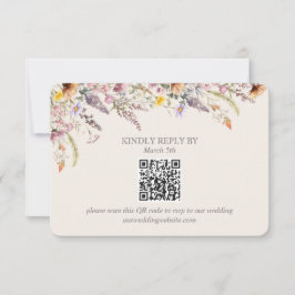Elegant Lavender, Blush and Cream Wildflowers QR OSA Kort