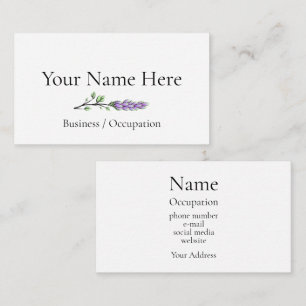 Elegant lavender botaniska grey visitkort