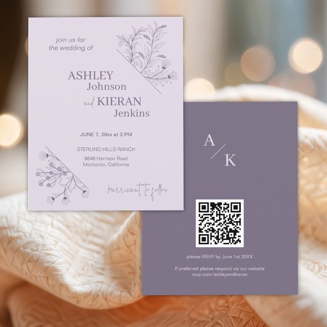 Elegant Lavender Bröllop budgetinbjudan Flygblad (Skapare uppladdad)