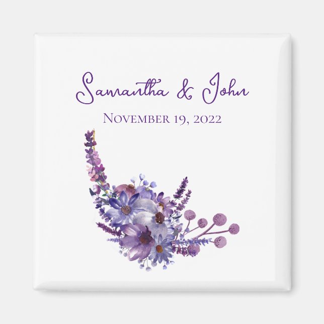 Elegant Lavender Bröllop Guest Favoritmagnet Magnet (Framsidan)