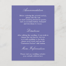 Elegant Lavender Bröllop-informationskort Tilläggskort