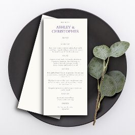 Elegant Lavender Bröllop Menu