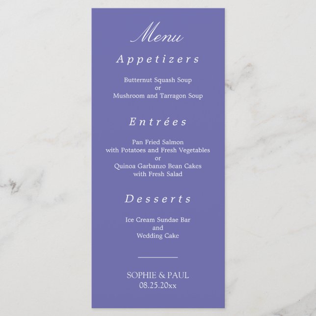 Elegant Lavender Bröllop Menu Meny (Framsida)