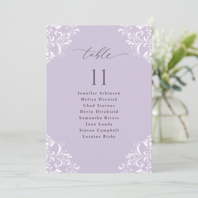 Elegant Lavender Bröllop-platskort för sätesdiagra Inbjudningar (Stående Fram)