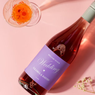 Elegant Lavender Bröllop Sparkling Vin etikett