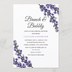 Elegant Lavender Brunch och Bubly Möhippa Inbjudningar