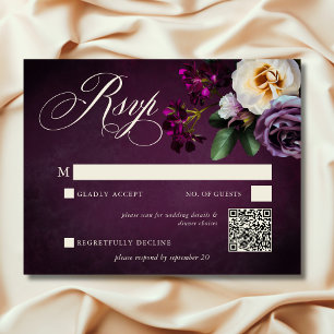 Elegant Lavender & Burgundy Blommigt Bröllop OSA Kort