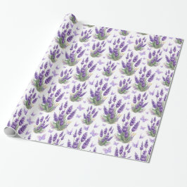 Elegant Lavender Butterfly Lila Blommigt Presentpapper