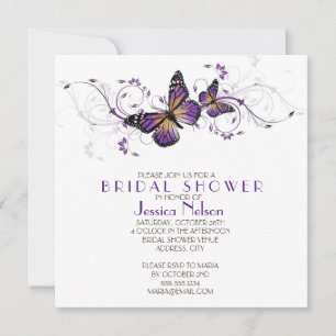 Elegant Lavender Butterfly Swirls Möhippa Inbjudningar