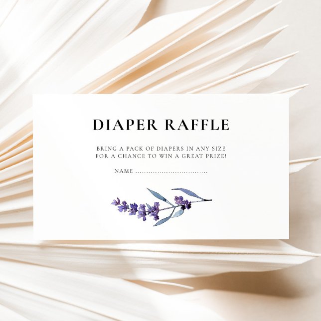 Elegant Lavender Diaper Raffle Baby Shower Tilläggskort (Skapare uppladdad)