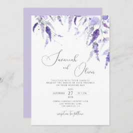 Elegant Lavender Dusty Lila Blommigt LilacWedding Inbjudningar