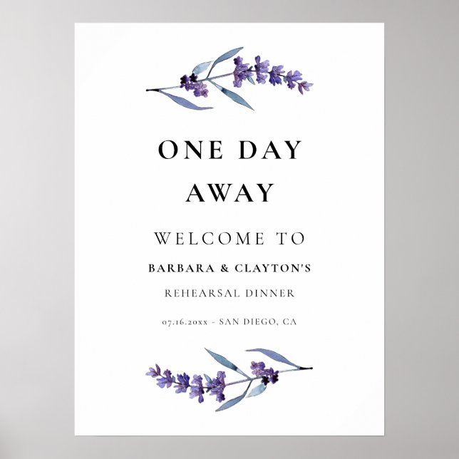 Elegant lavender Ett dagars tillbakadragande välko Poster (Framsidan)