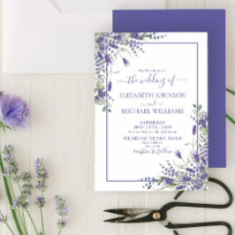 Elegant Lavender Eucalyptus Blommigt Script Bröllo Inbjudningar