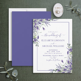 Elegant Lavender Eucalyptus Blommigt Script Bröllo Inbjudningar