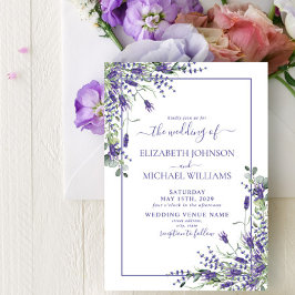 Elegant Lavender Eucalyptus Blommigt Script Bröllo Inbjudningar