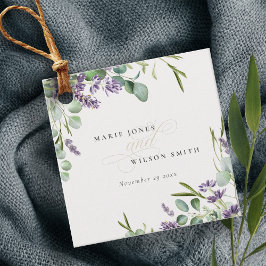 Elegant Lavender Eucalyptus Leafy Foliage Bröllop Gåvor Etiketter