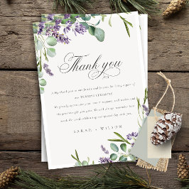 Elegant Lavender Eucalyptus Leafy Foliage Bröllop Tack Kort