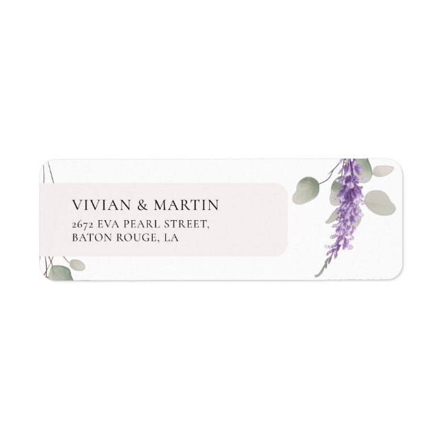 Elegant Lavender Eucalyptus Löv Returadress Returadress Etikett (Framsidan)
