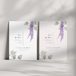 Elegant Lavender Eucalyptus Löv Save Date Inbjudningar