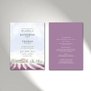 Elegant Lavender Fält Rustic All på ena Bröllop Inbjudningar