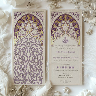 Elegant Lavender & Faux Gold Foil Islamic Bröllop Inbjudningar