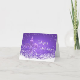 Elegant Lavender Fleur-de-lis Snowflake Helgdag Kort