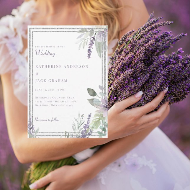 Elegant Lavender Floral and Foliage Wedding  Inbjudningar (Skapare uppladdad)