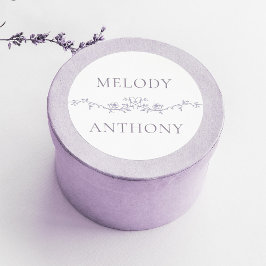 Elegant Lavender Floral Border Monograms Runt Klistermärke