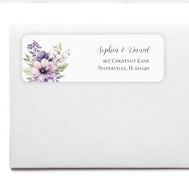 Elegant Lavender Floral Wedding Return Address Returadress Etikett