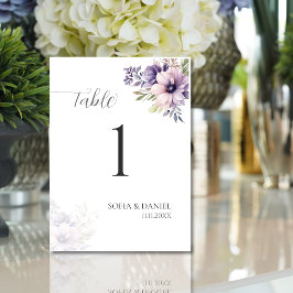 Elegant Lavender Floral Wedding Table Numbers 